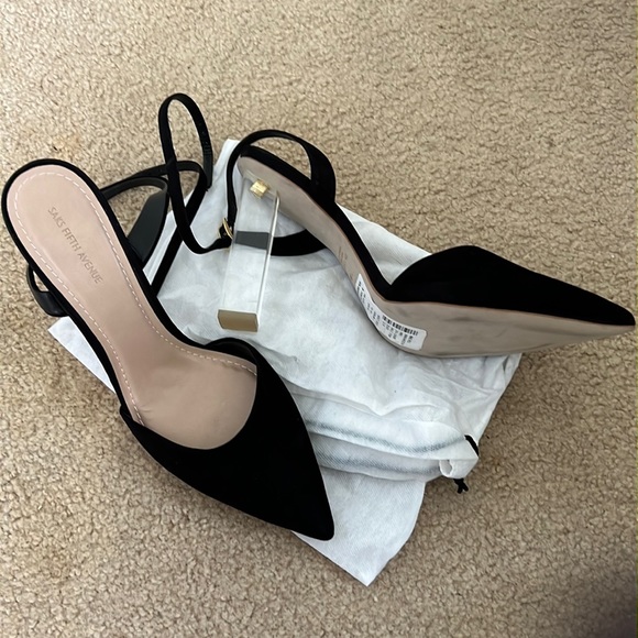 Saks Fifth Avenue Shoes - Saks fifth avenue pointed suede clear blocked heels